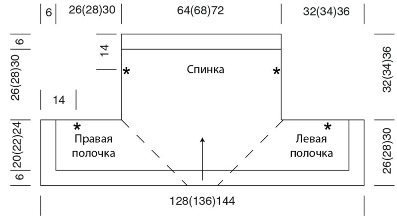 Цельновязаный жакет-накидка