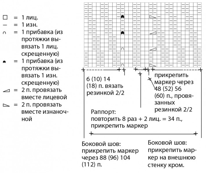 Джемпер со смещенным узором резинки